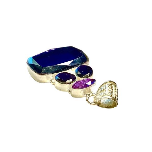 Amethyst Pendant Handmade Stampd 925 - Picture 5 of 10